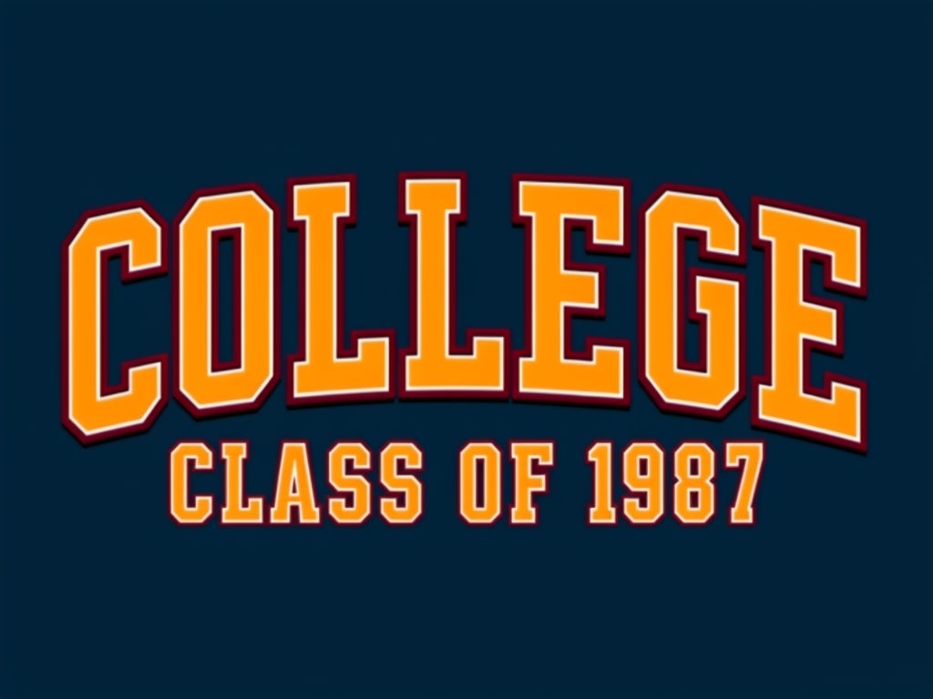 Class of 1987 College Edible Text Design T-Shirt