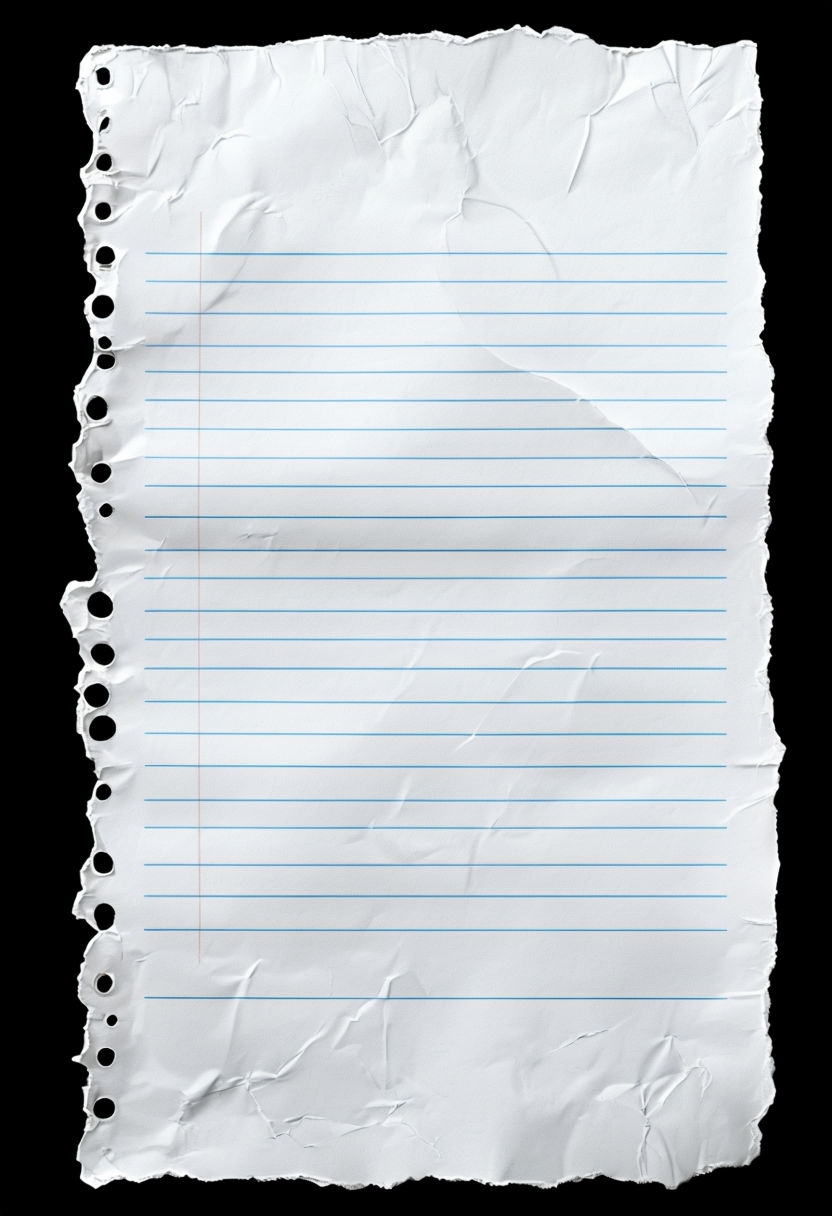 Torn Lined Notebook Paper on Black Background for Minimalist Design Social Media Post