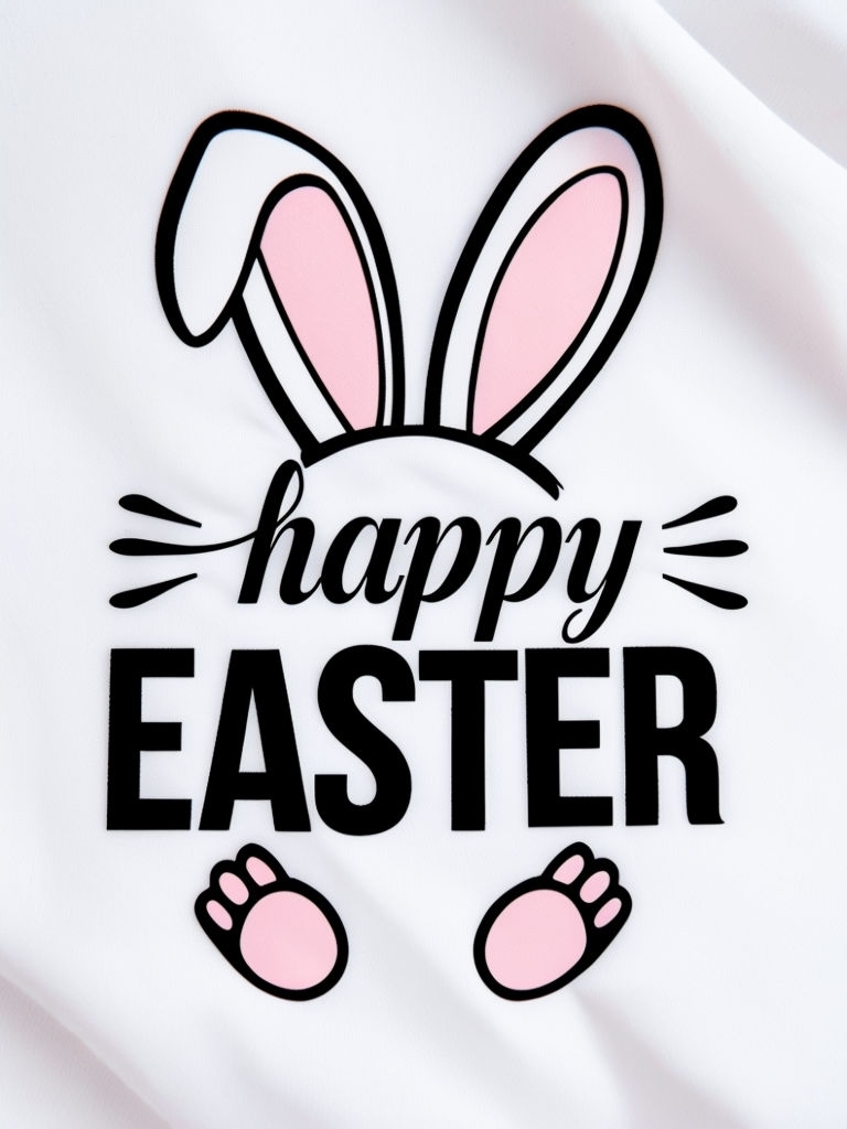 Playful Bunny Ears and Happy Easter Card Design Illustration