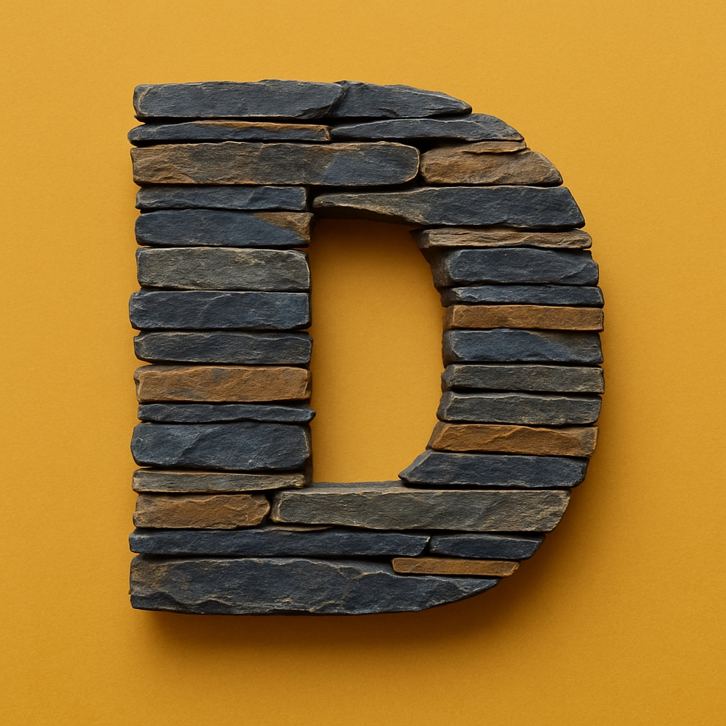 Rustic Three-Dimensional Letter D Stone Monogram