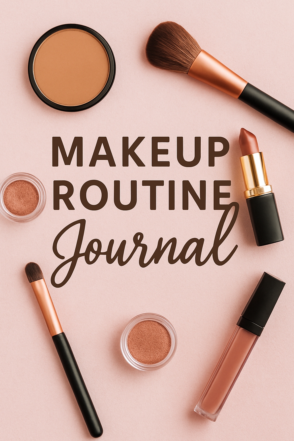 Stylish Makeup Routine Journal Flat Lay Design for EBook Cover