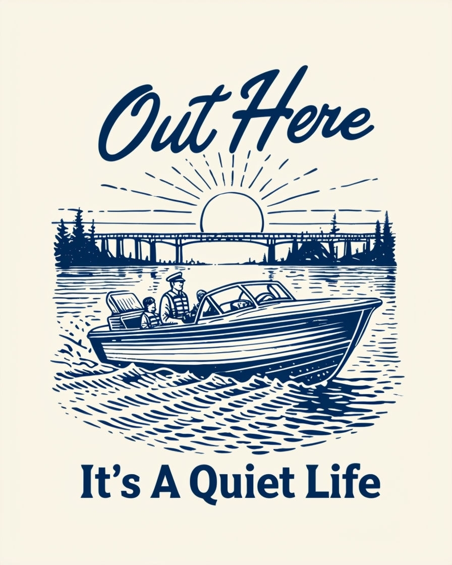 Nostalgic Vintage Speedboat Illustration It's A Quiet Life T-Shirt