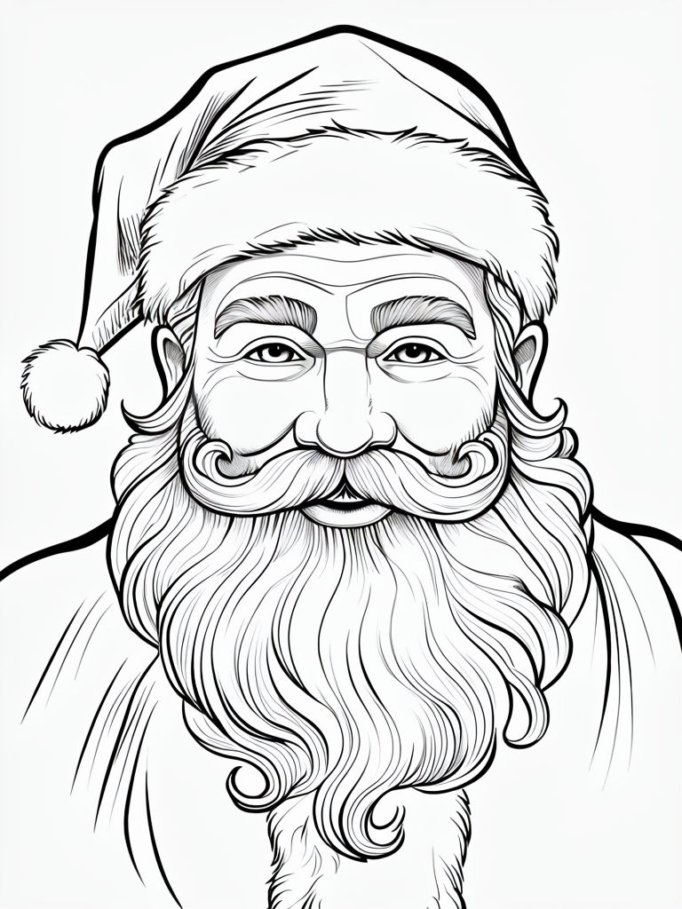 Cute Soft Line Art Santa Illustration for Holiday Poster