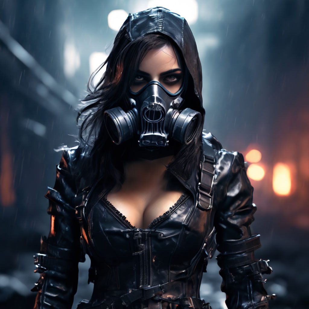 hot girl with gas mask