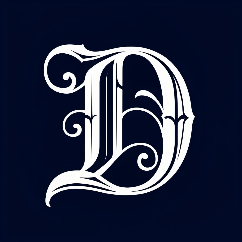 Elegant Black and White Stylized D Monogram Design