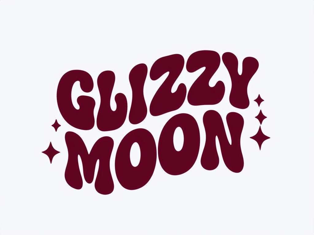 Whimsical Maroon GLIZZY MOON Logo Design T-Shirt
