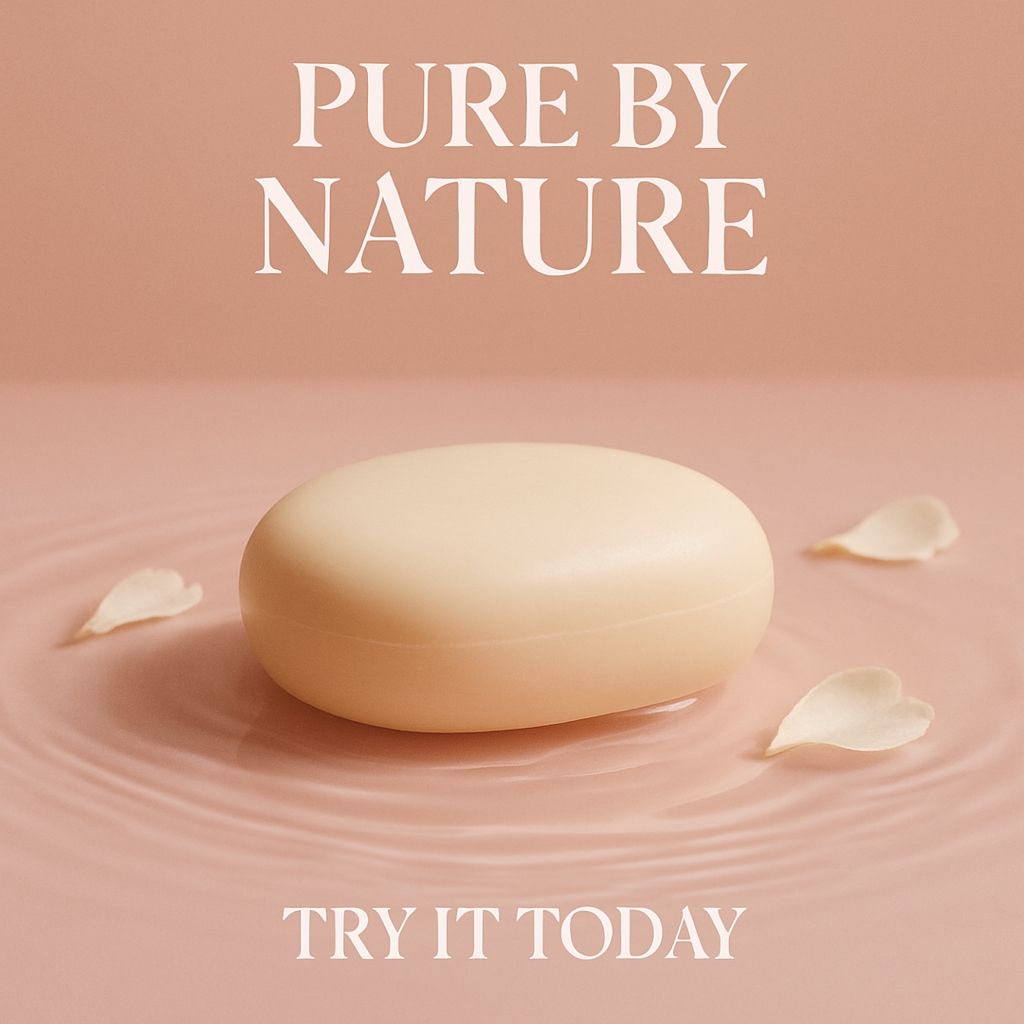 Minimalist Soap Bar Advertisement with Floral Accents Design Ads