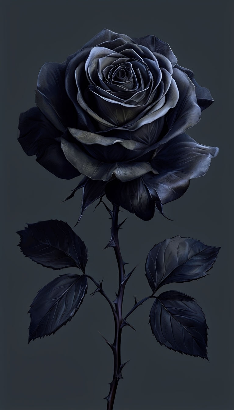 Gothic Dark Rose Digital Painting Against Gray Background Mobile Wallpaper