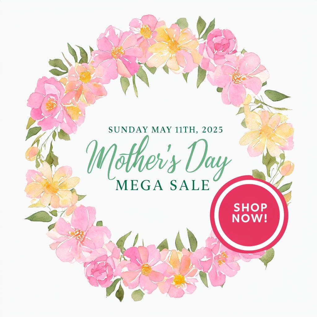 Mother's Day MEGA SALE Floral Wreath Circular Ad Social Media Post
