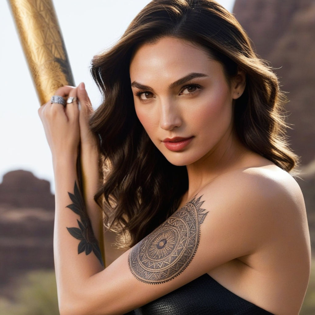 Gal Gadot as dark priestess with tattoos