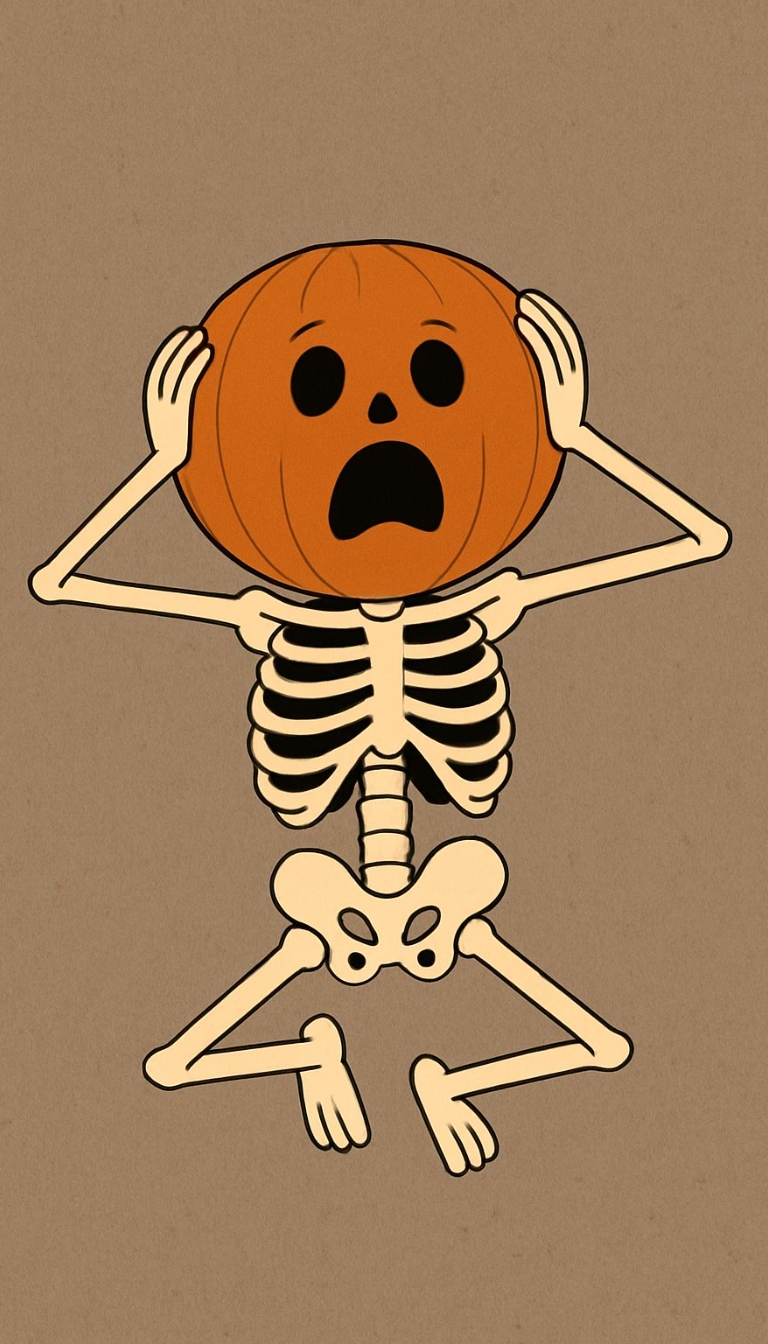 Humorous Skeleton with Pumpkin Head Halloween Phone Case Cover