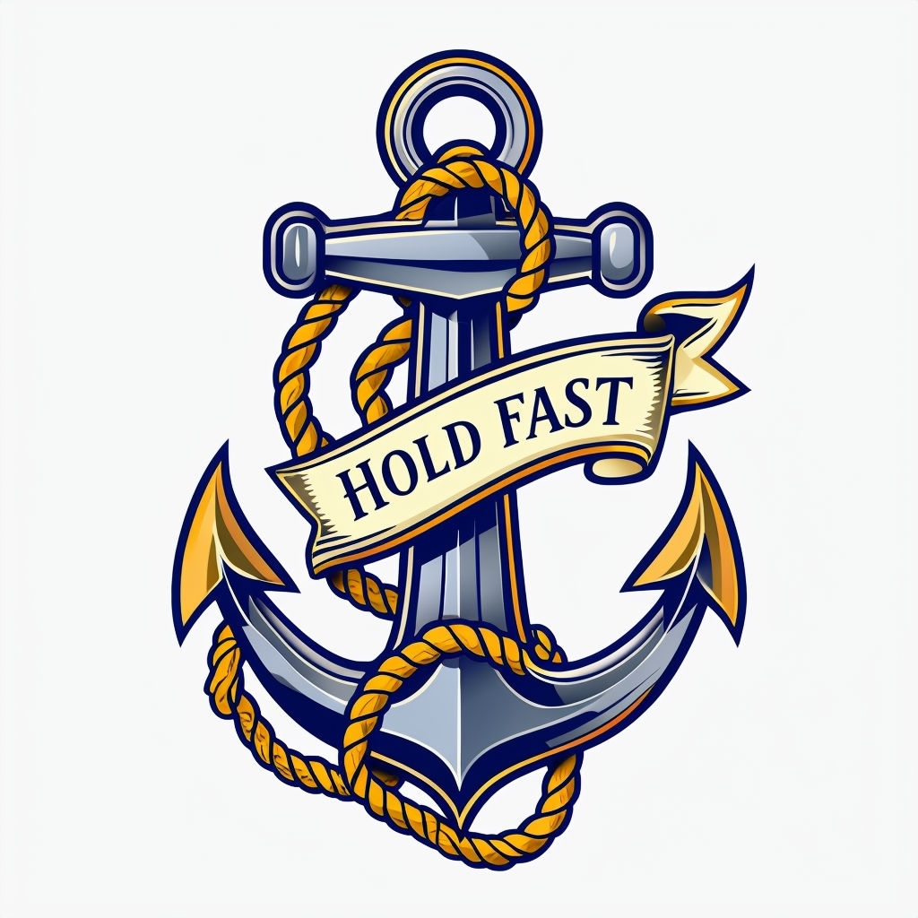 Nautical Tattoo Style Anchor with Hold Fast Banner Mug