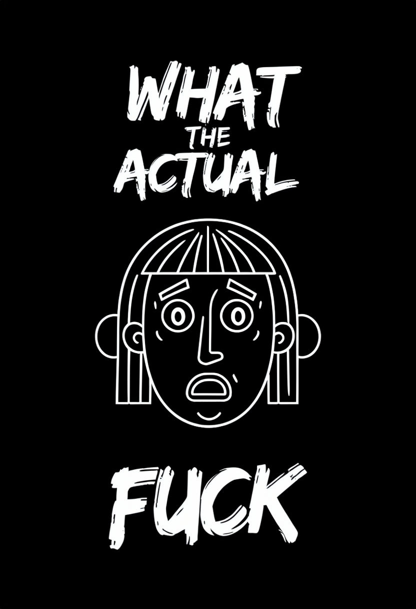 Bold Minimalist Black and White Shocked Face Typography Poster