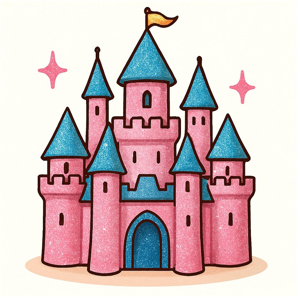 Whimsical Vibrant Fairy Tale Castle Cartoon Sticker