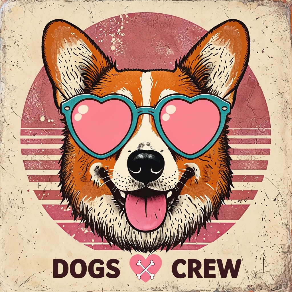 Playful Retro Corgi Dog with Heart Sunglasses T-Shirt
