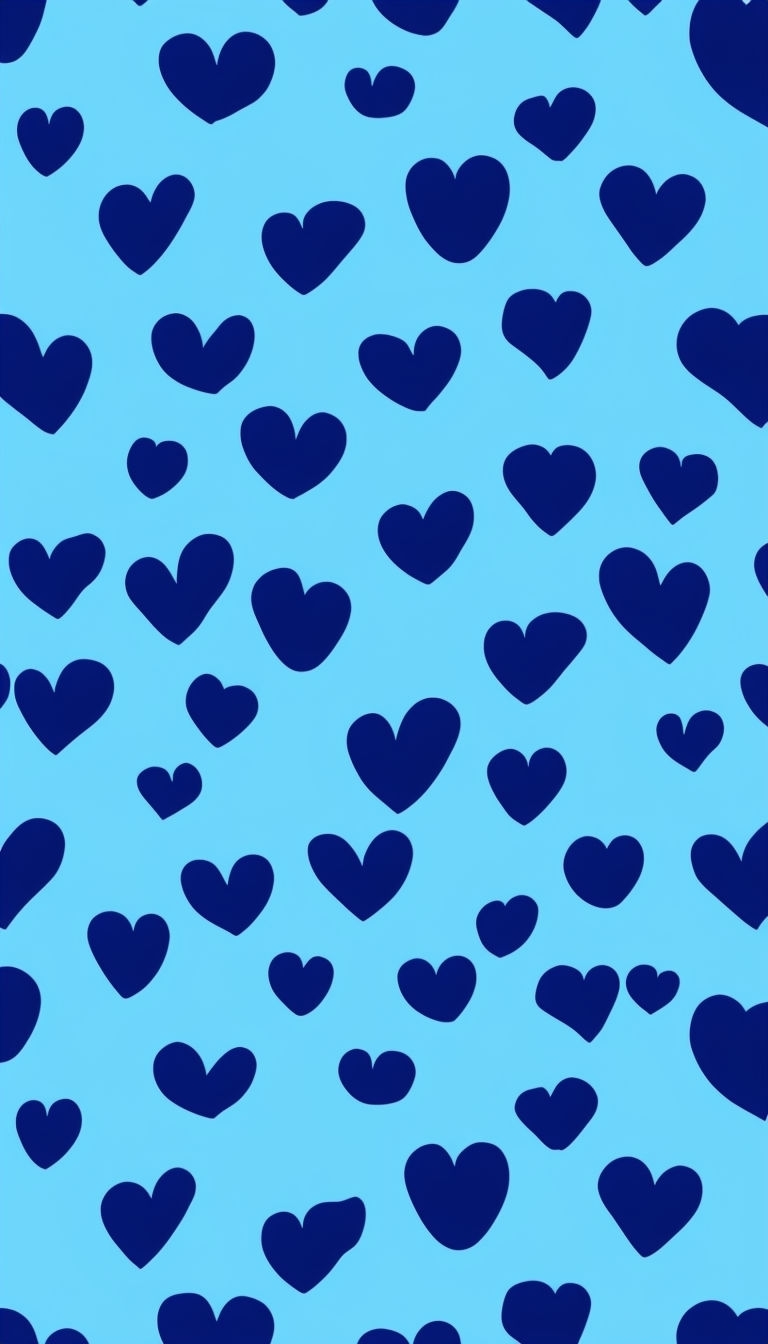 Navy Blue Heart Pattern on Light Sky Blue Background Phone Case Cover