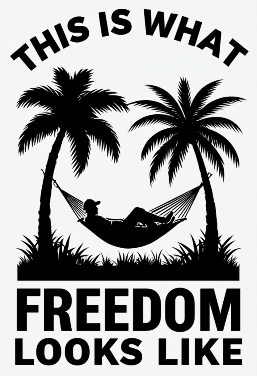 Tropical Freedom Hammock Relaxation Silhouette T-shirt