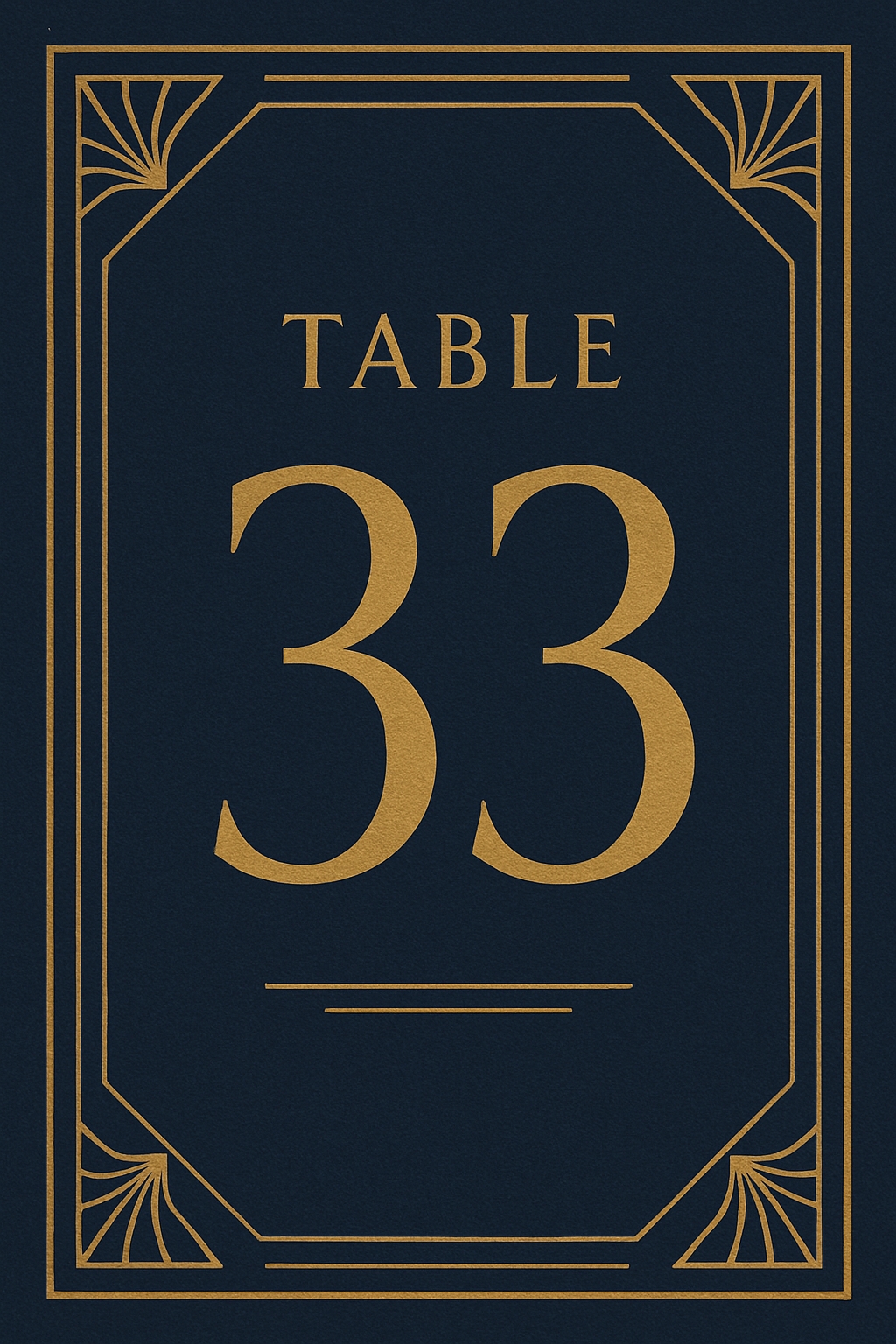 Elegant Art Deco Table Number 33 Placard Design for Events
