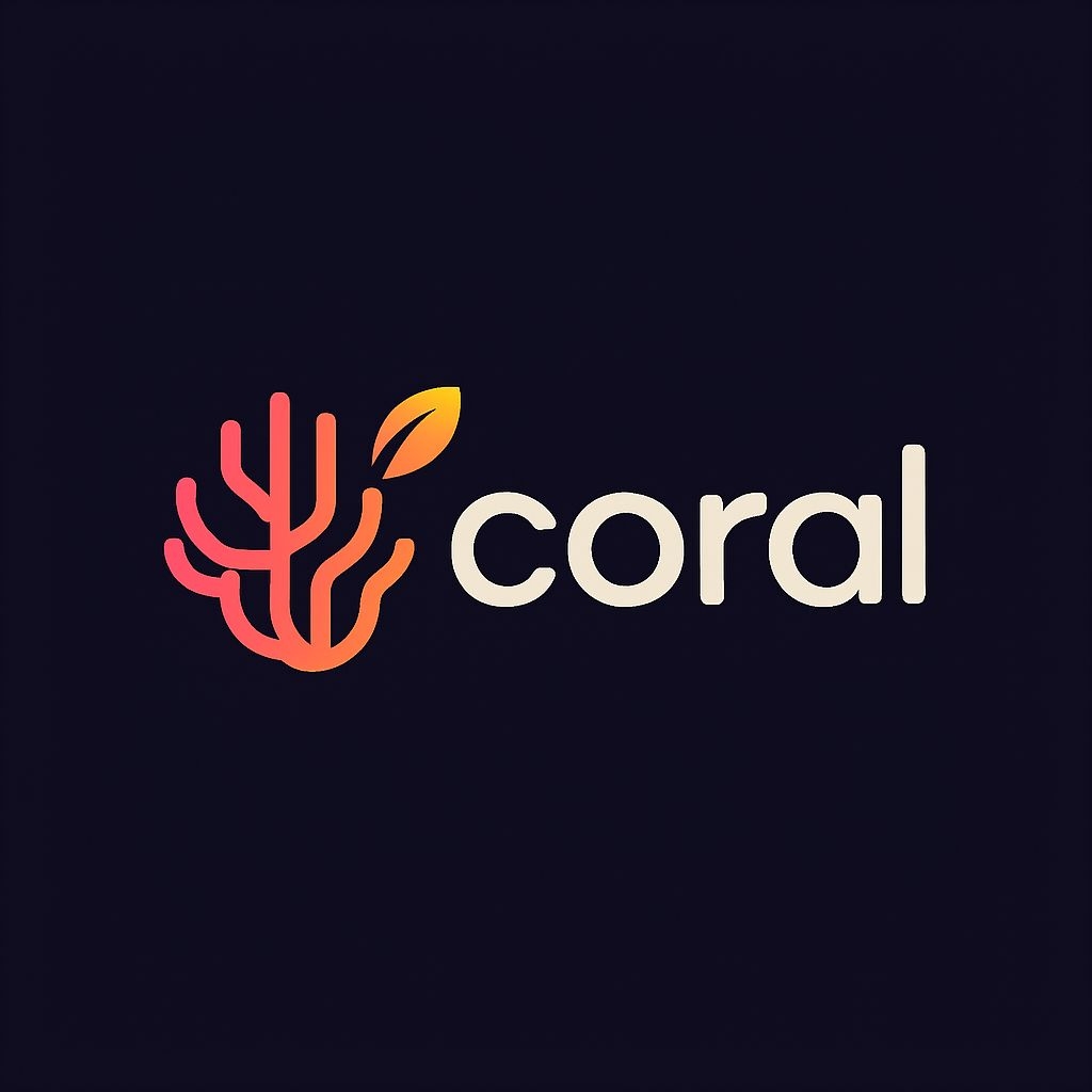 Minimalist Coral Logo with Organic Graphic and Cream Text
