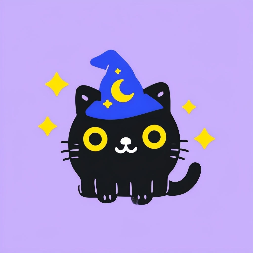 Cute Cartoon Black Cat Wizard T-Shirt