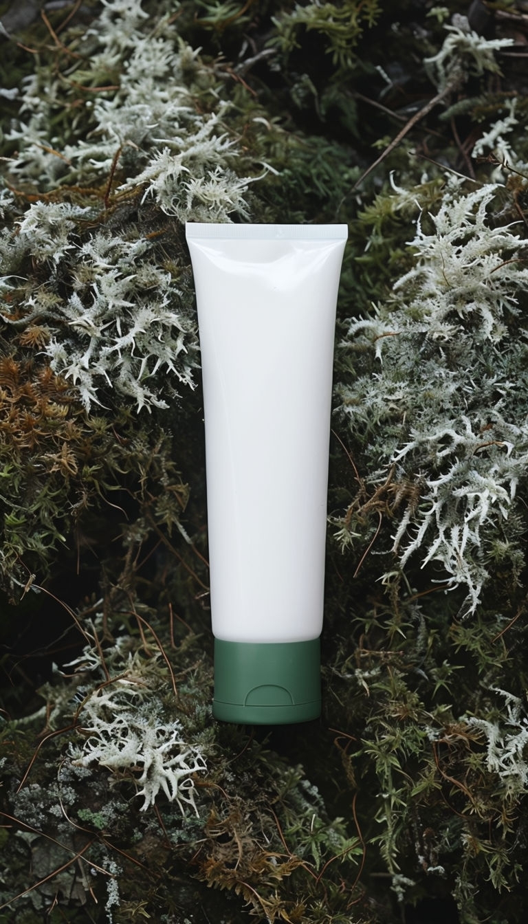 Minimalist Skincare Tube among Mossy Forest Floor Mockup