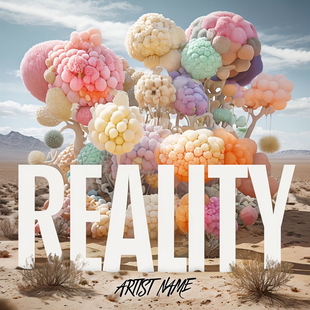 Surreal Fantastical Flora in Desert Landscape Artwork Spotify Album Cover