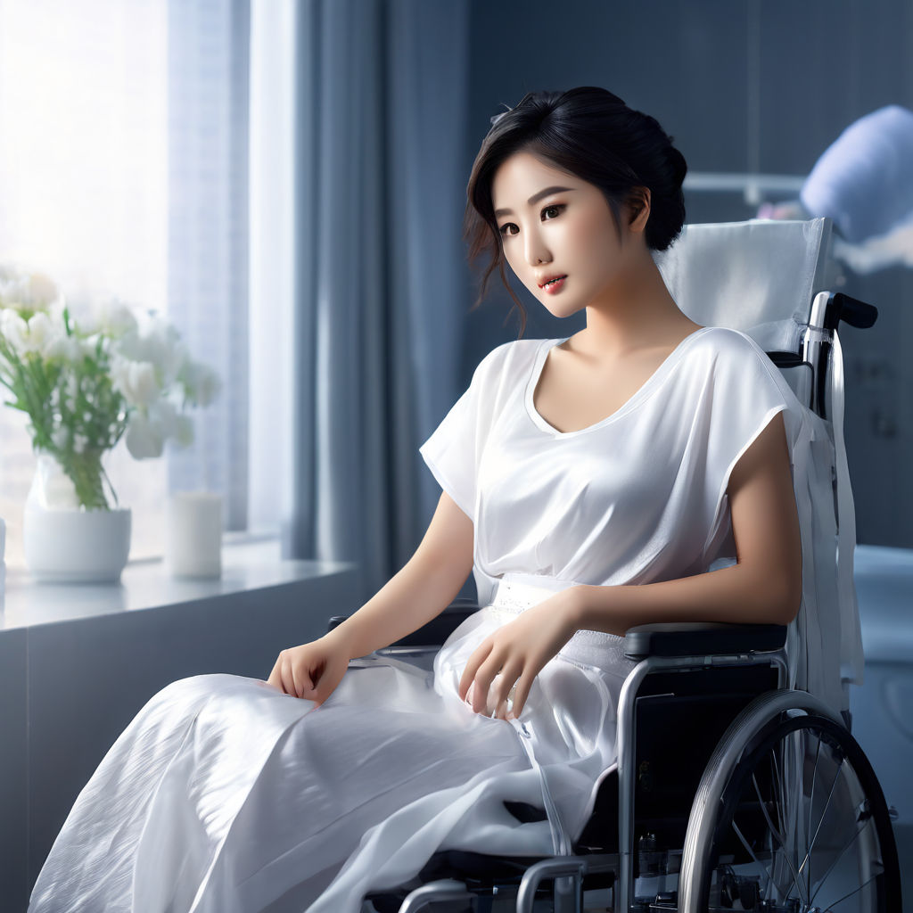 Teenage disabled girl sitting in wheelchair