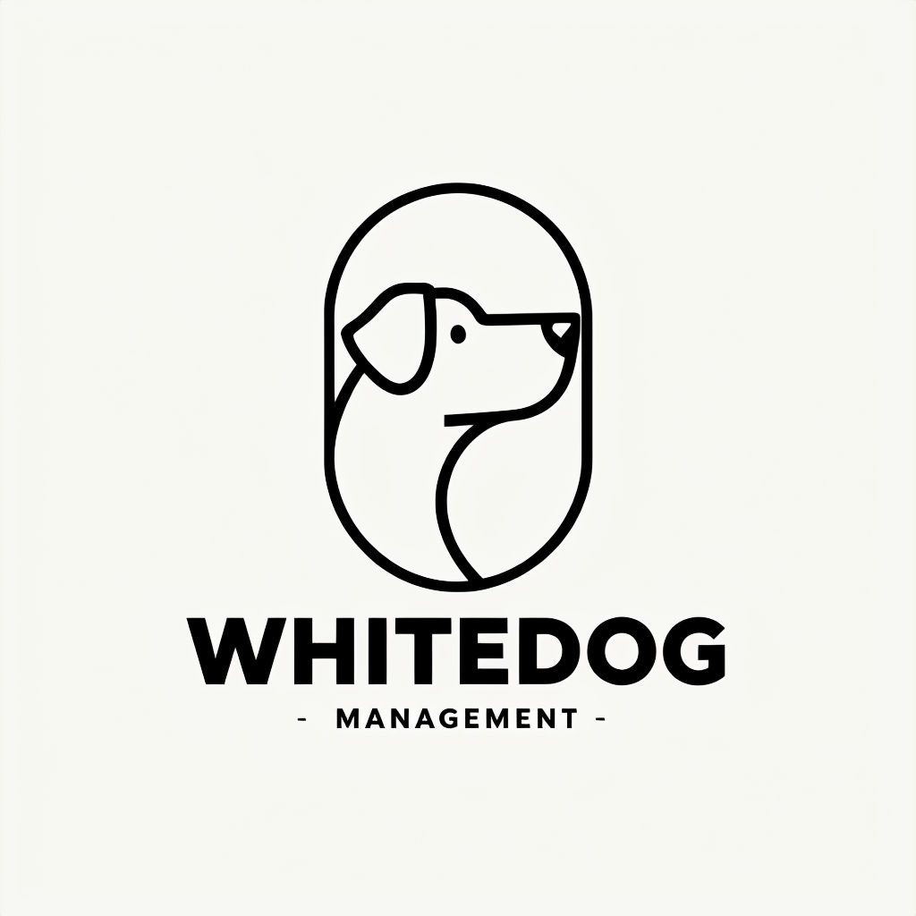 Minimalist Black Dog Profile Logo with Management Text