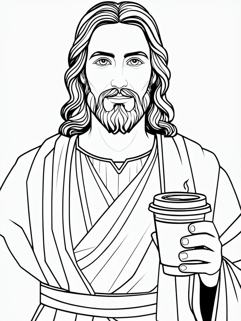 Serene Jesus Christ Line Art Coloring Page for Creative Expression Coloring Book Pages