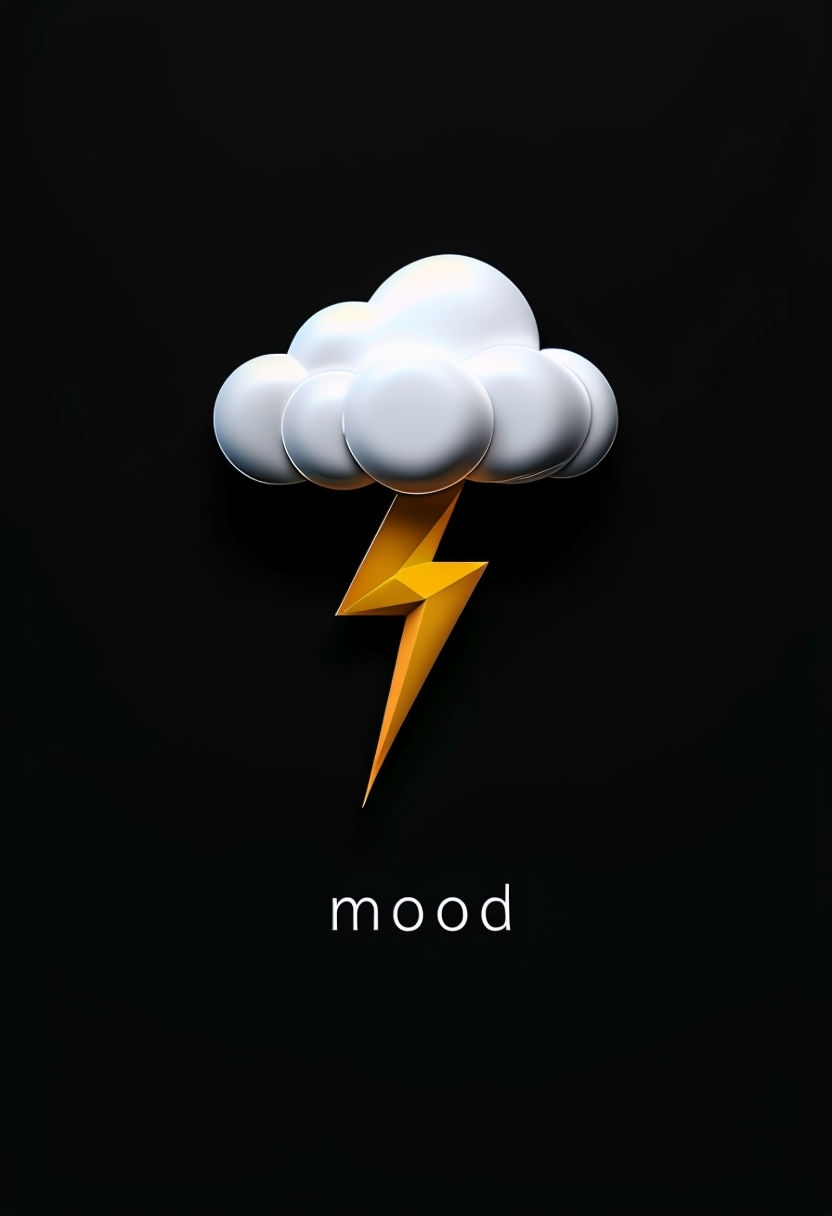Minimalist White Cloud with Yellow Lightning Mood Art Social Media Post