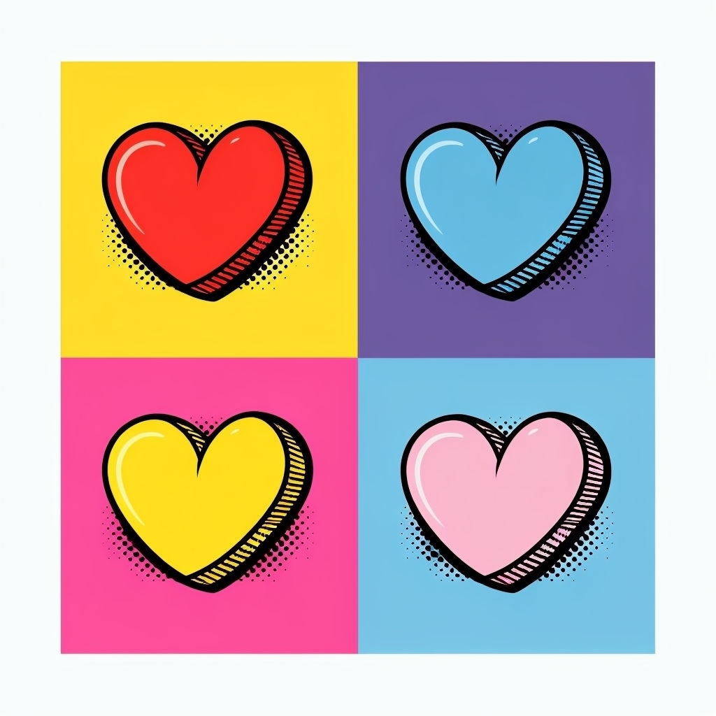 Vibrant Pop Art Hearts Seamless Pattern Design