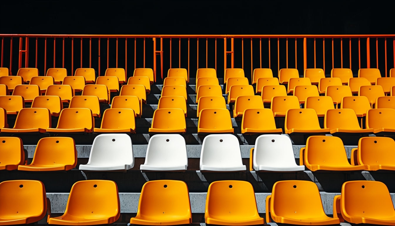 Vibrant Amber Yellow Stadium Seats Minimalist Photograph Poster