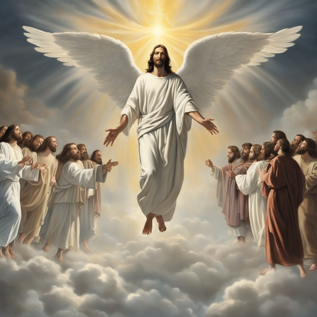 Jesus Christ returning in heaven with several angels by Filipe de Souza ...