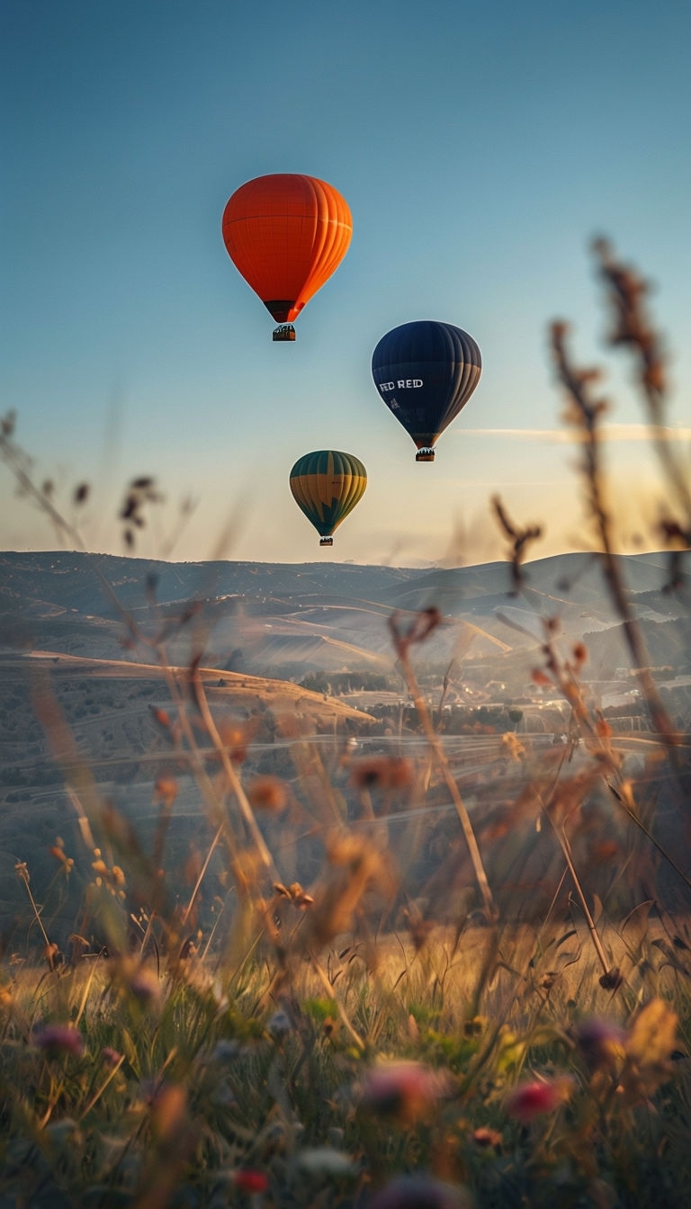 Serene Golden Hour Hot Air Balloons Landscape Mobile Wallpaper
