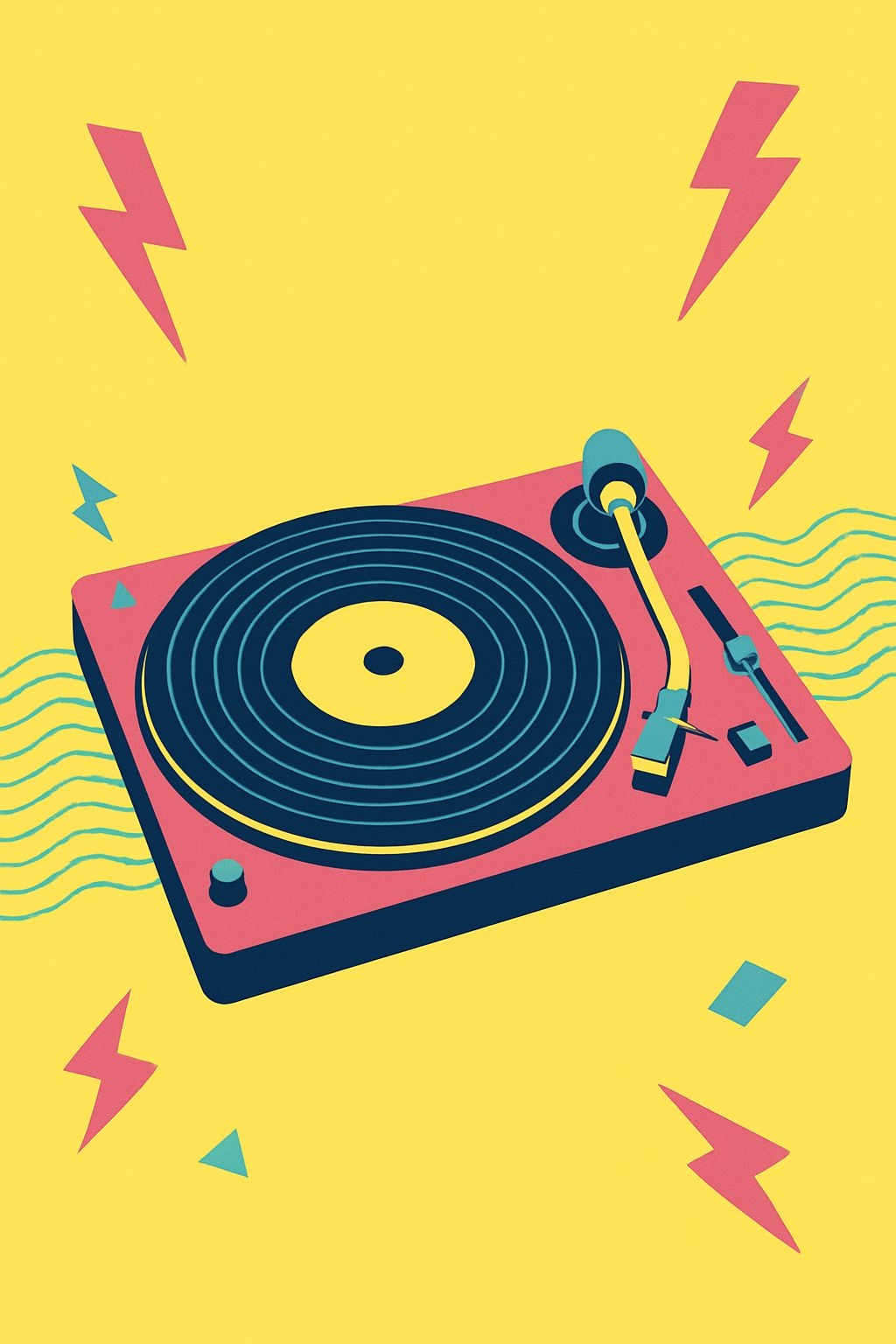 Vibrant Retro Pop Art Turntable Illustration Flyer
