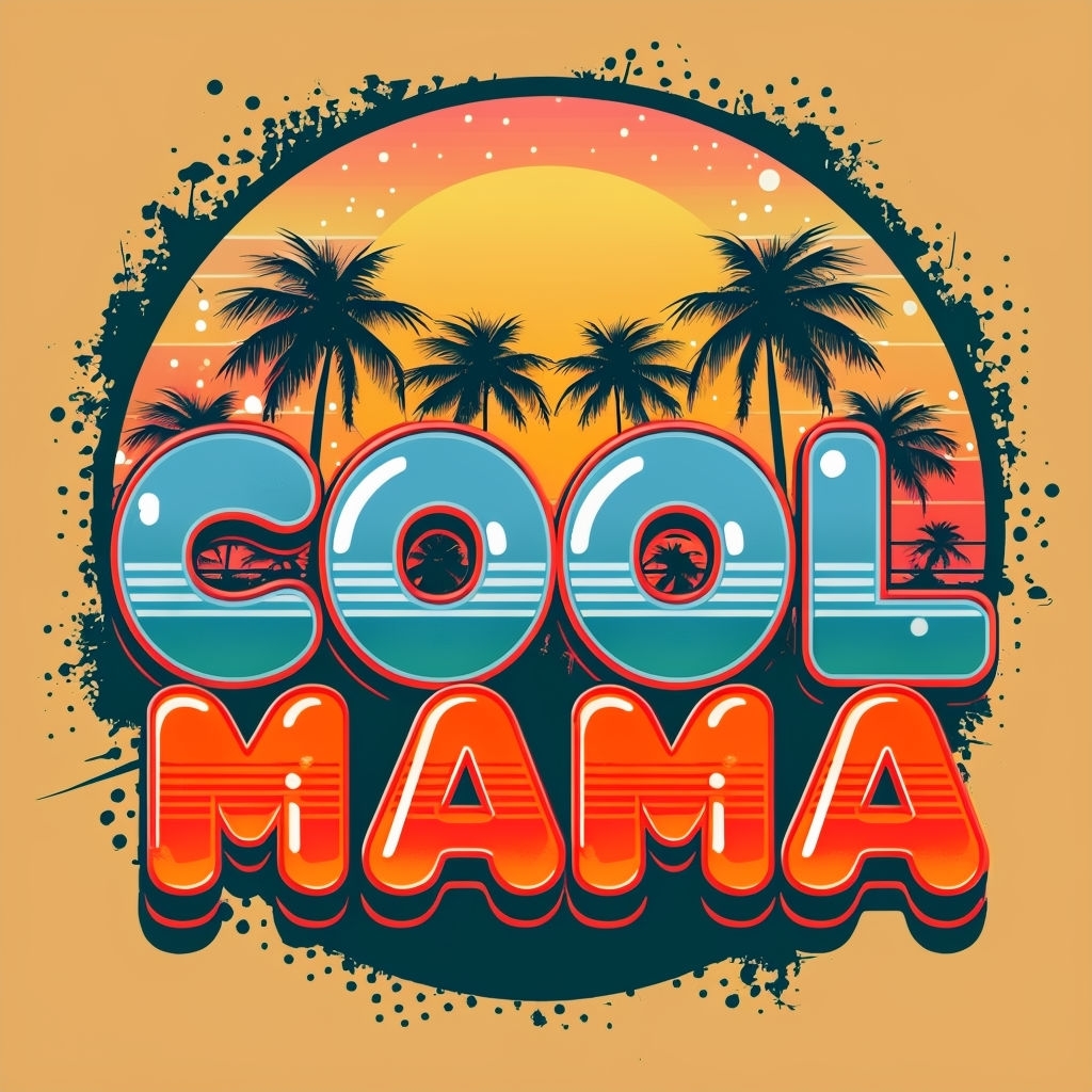 Vibrant Retro 'Cool Mama' Tropical Poster Design