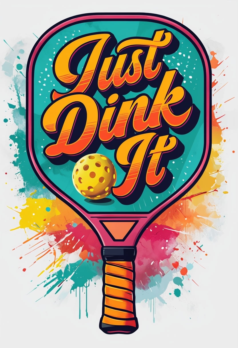 Vibrant Just Dink It Pickleball Paddle Illustration Art