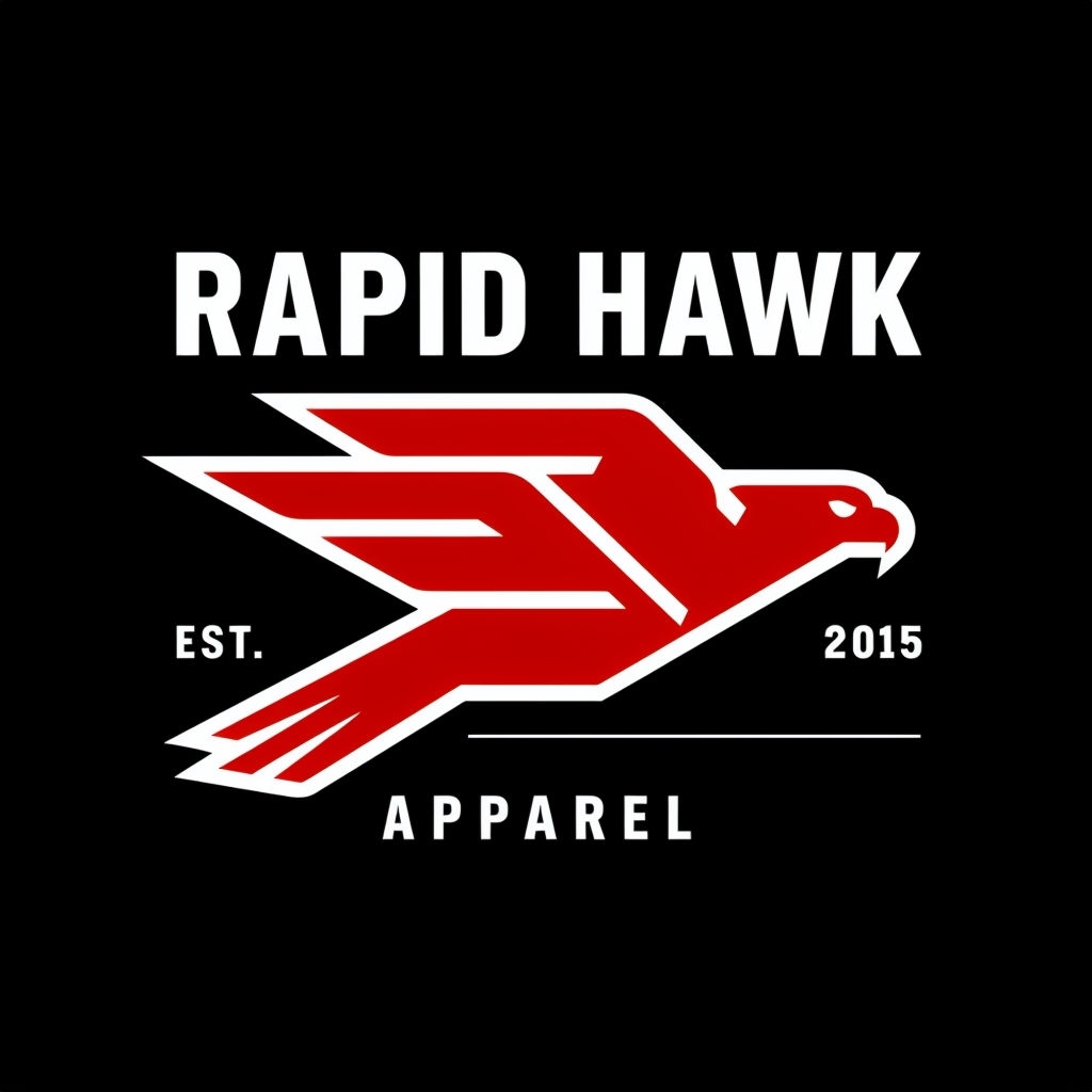 High-Contrast Minimalist RAPID HAWK Logo Design for Apparel Brand