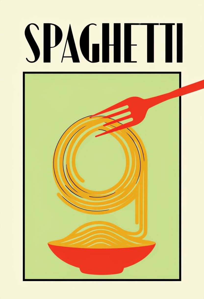 Minimalist Spaghetti Vector Art with Bold Typography Poster