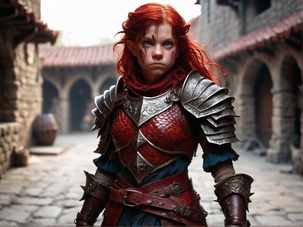 Female Halfling barbarian with short red hair and freckles