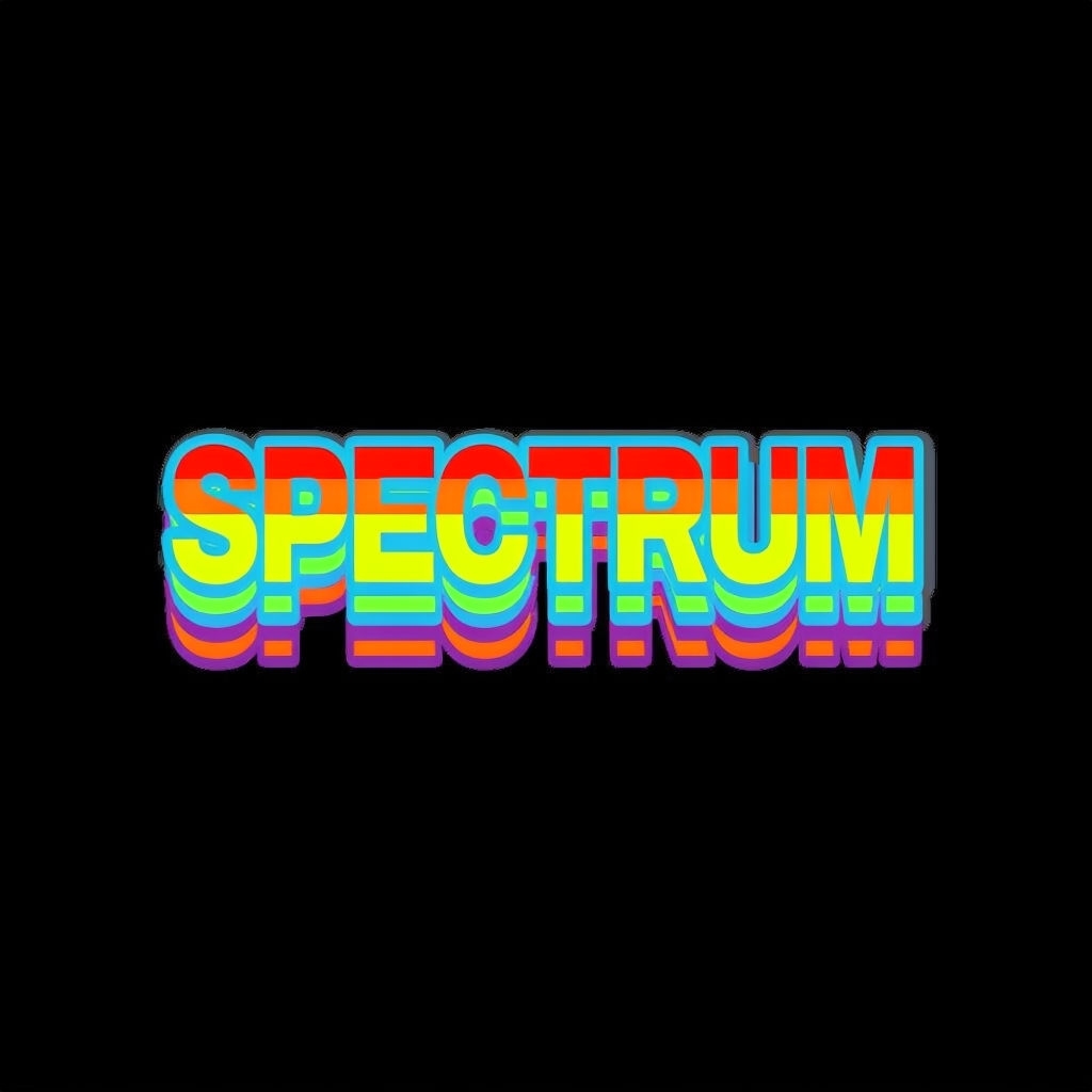 Colorful 2D Spectrum Text Illustration on Black Background Logo