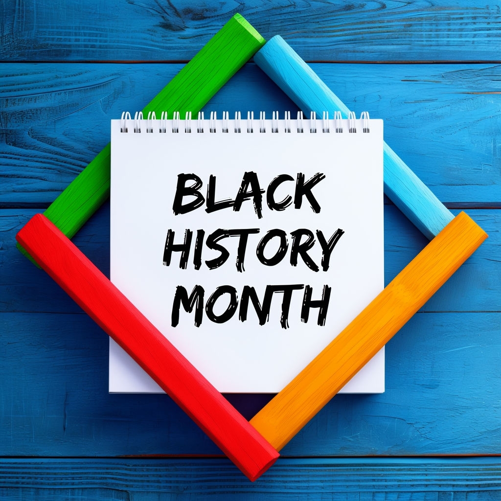 Celebratory Black History Month Notebook Still Life Social Media Post