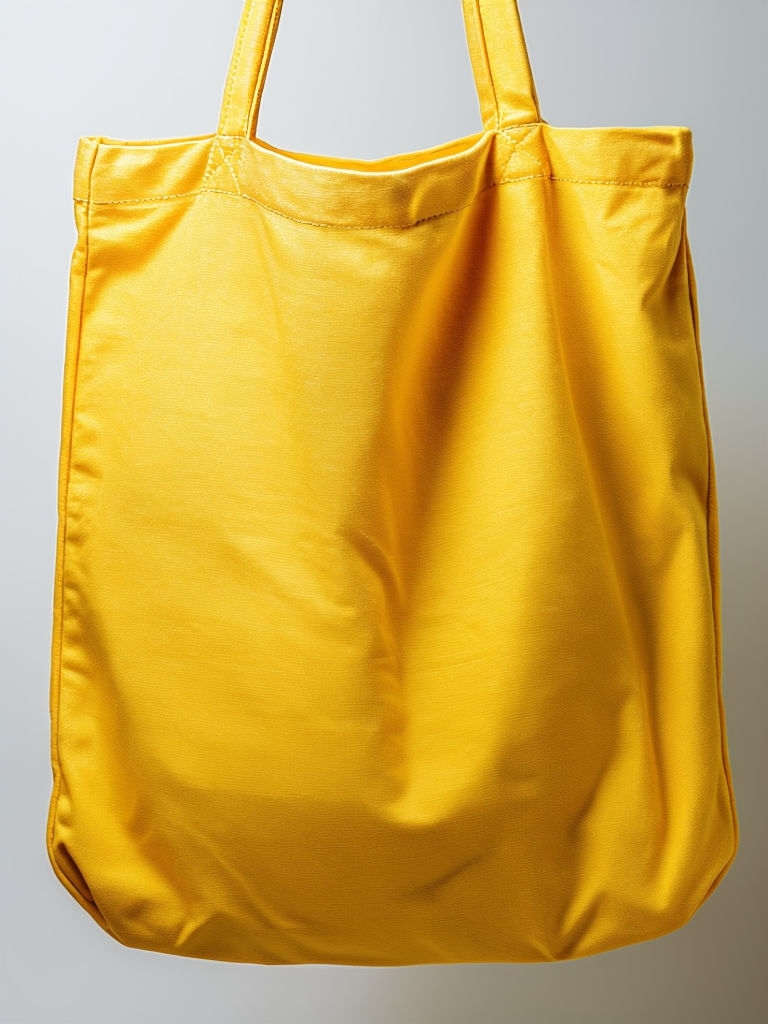 Minimalist Golden Yellow Canvas Tote Bag Studio Mockup