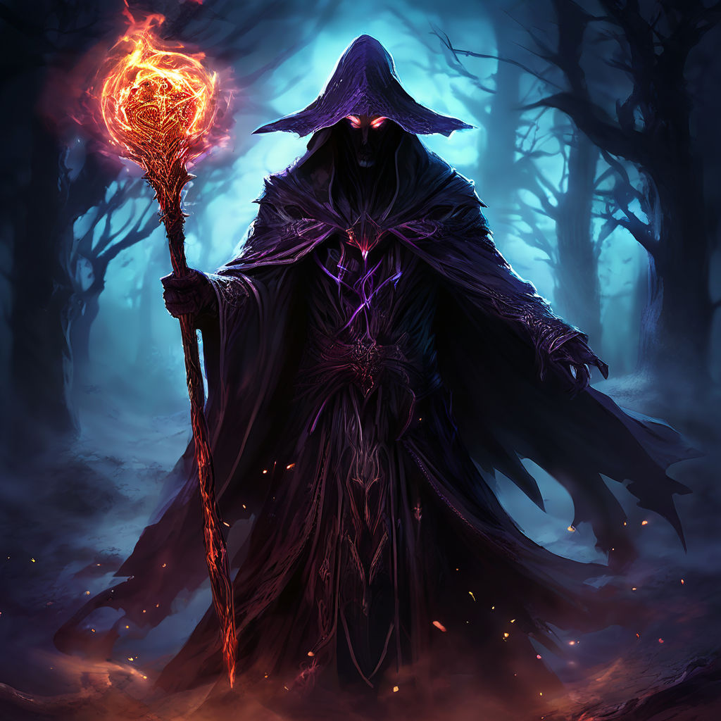 Shadow sorcerer wielding a staff by christopher elmore - Playground