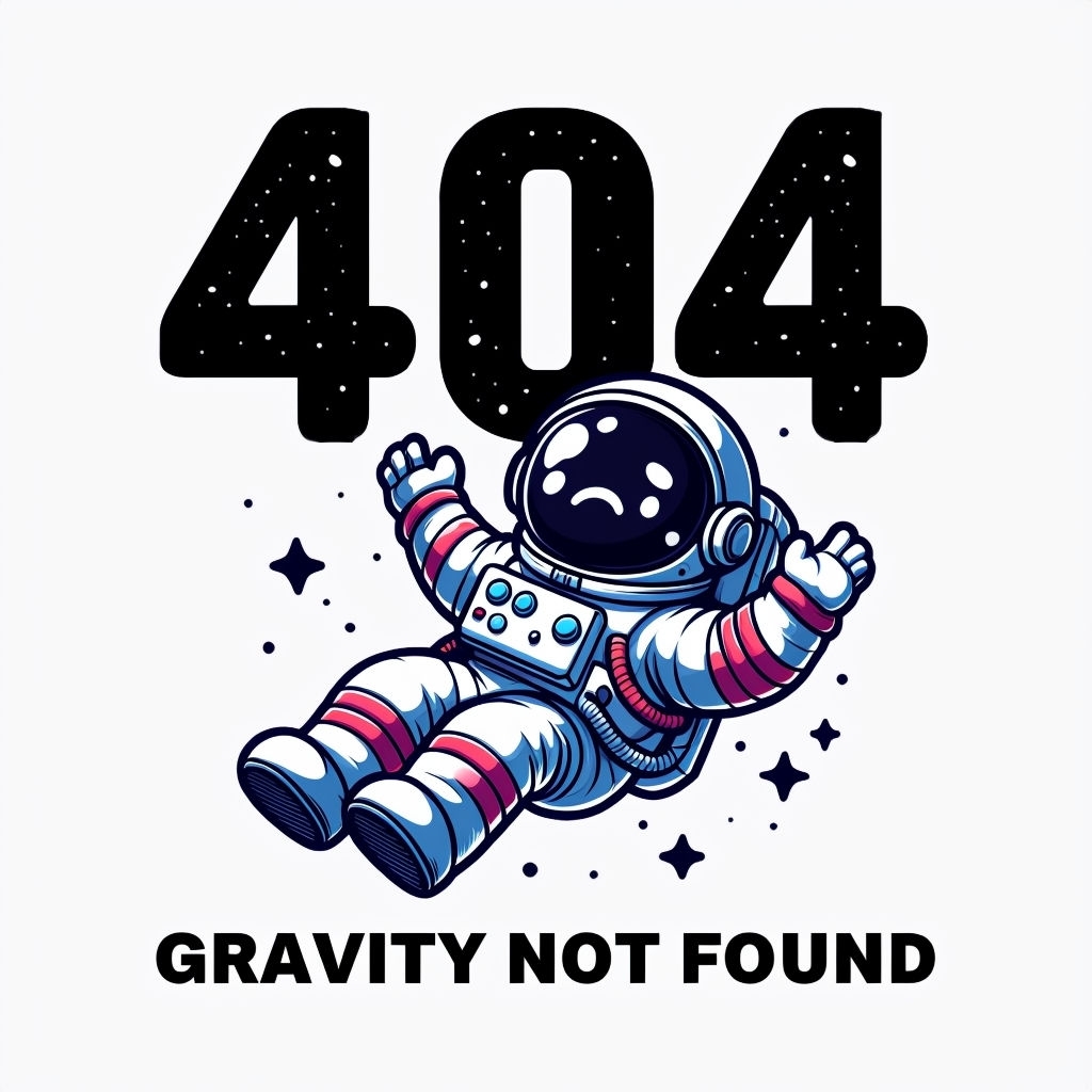 Whimsical Astronaut 404 Error Cartoon Illustration Poster