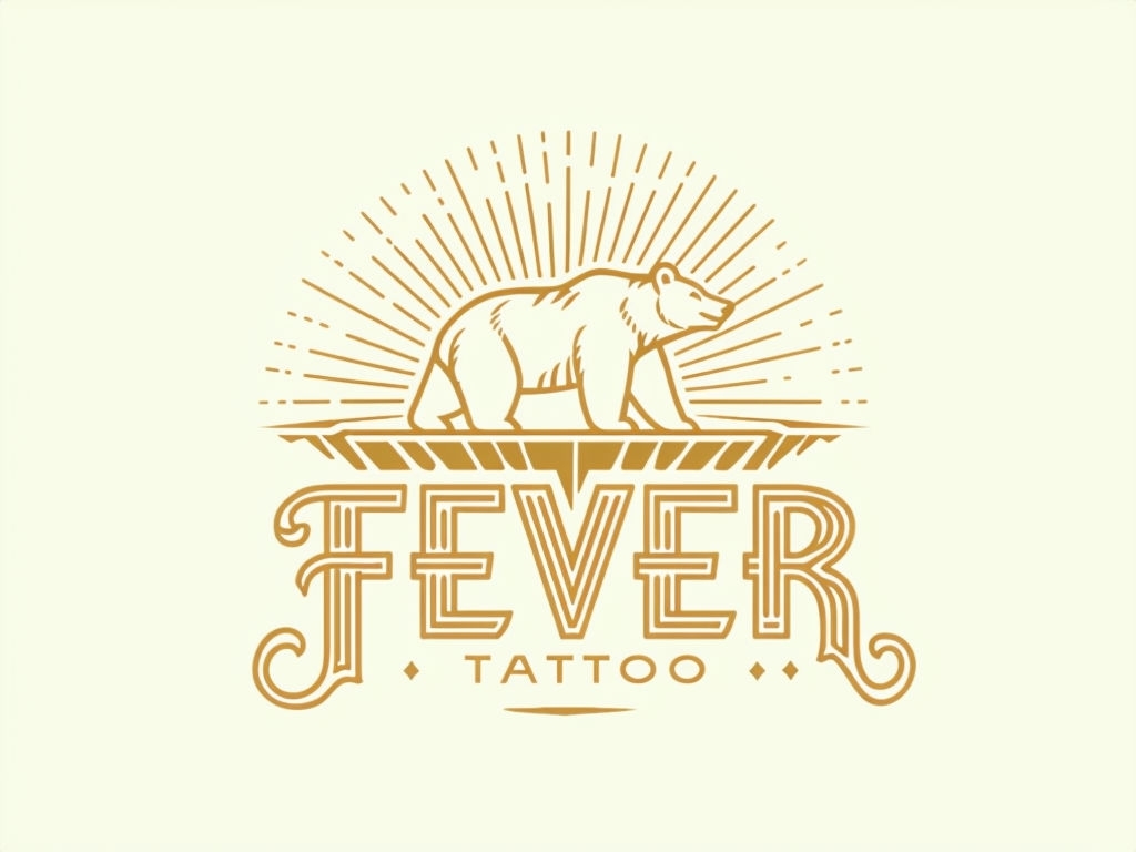 Minimalist Bear Fever Tattoo Studio Logo Design
