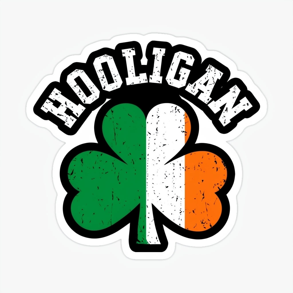 Vintage Hooligan Shamrock Graphic Design Sticker