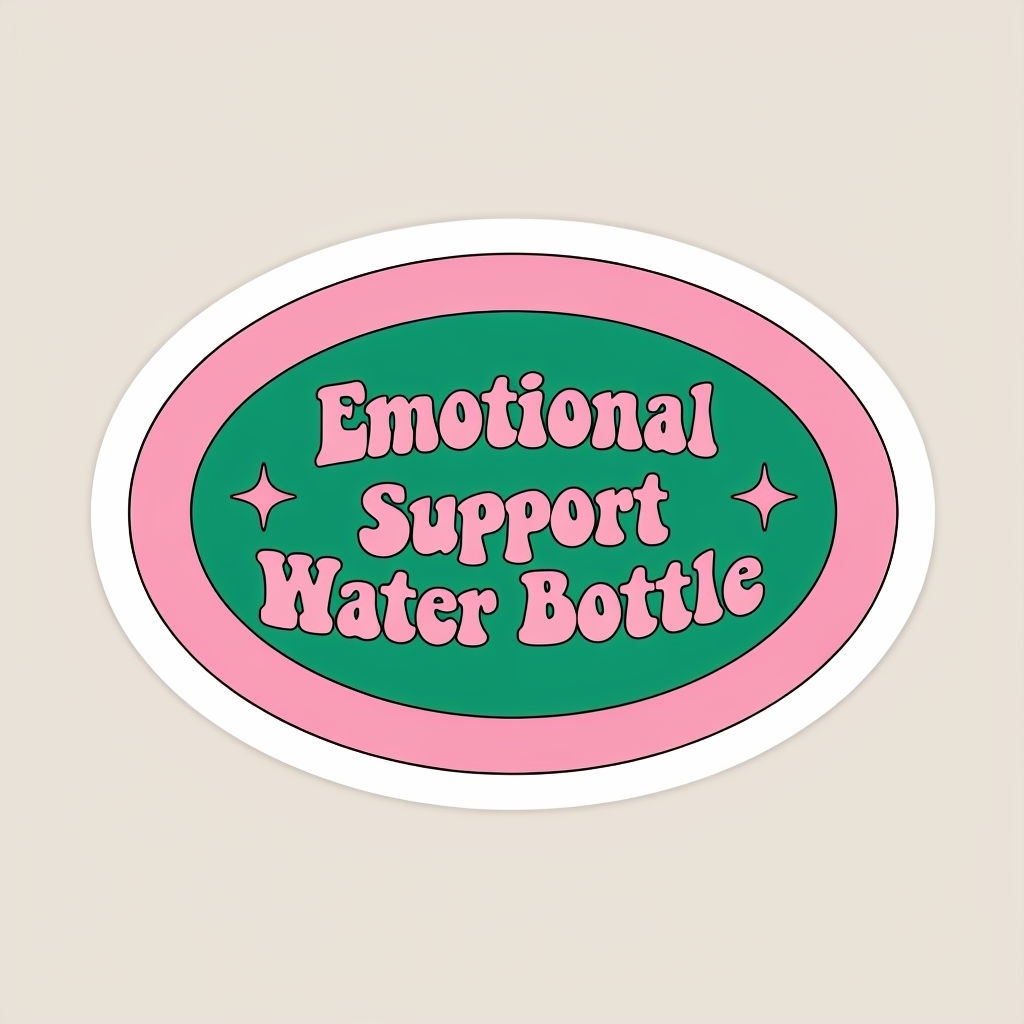 Playful Emotional Support Water Bottle Magnetic Sticker Design