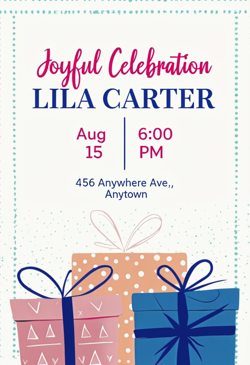 Joyful Celebration Minimalist Invitation for Lila Carter's Birthday Party Card