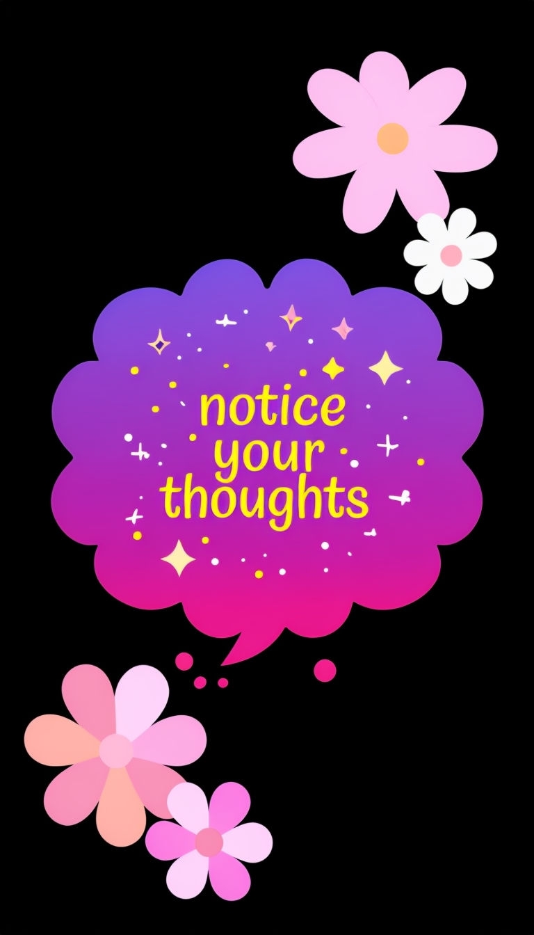 Motivational Thought Bubble Design with Flowers and Stars Mobile Wallpaper